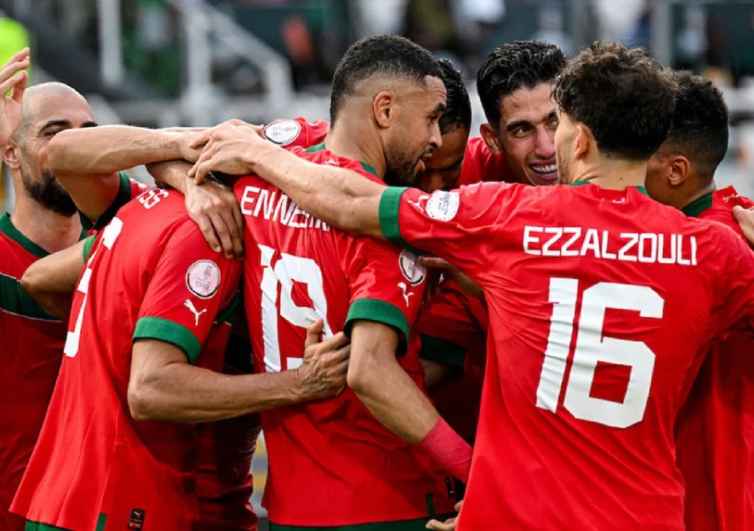 Des joueurs marocains cÃ©lÃ¨brent leur but